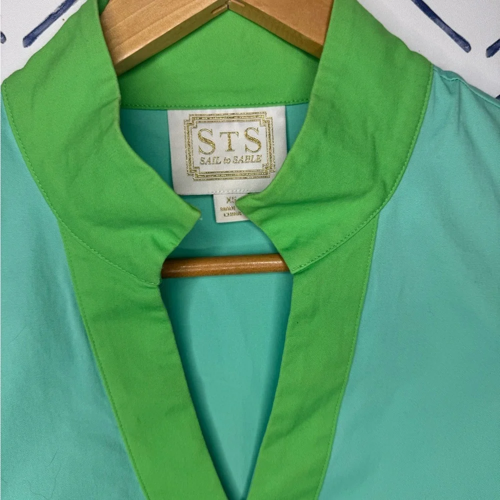 Sail to Sable Classic Colorblock Sleeveless Shift Dress green and blue Xs - Picture 3 of 5